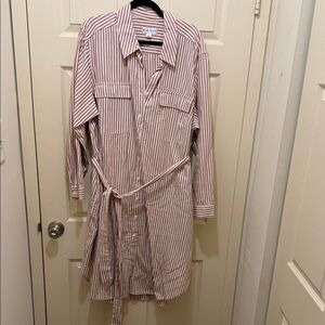 Ava & Viv Blush and White Striped Shirt Dress